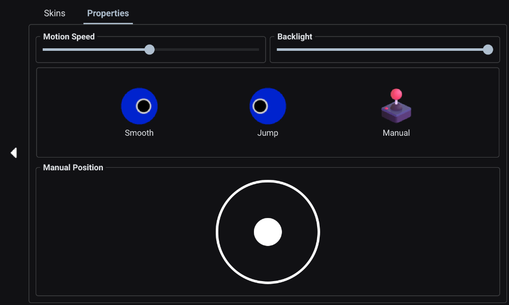 Eye skin properties page of the remote application for the Kevinbot v3 Remote, 1.0-b44
