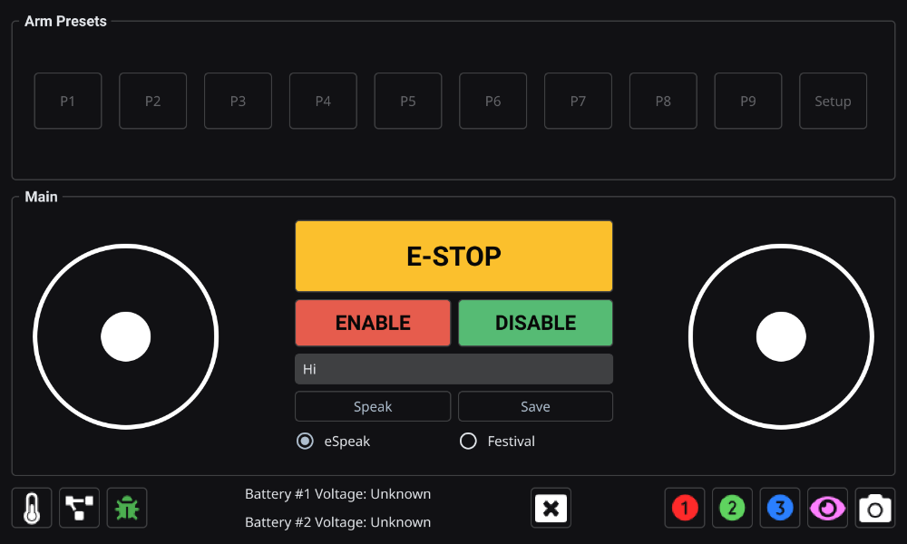 Home page of the remote application for the Kevinbot v3 Remote, 1.0-b44