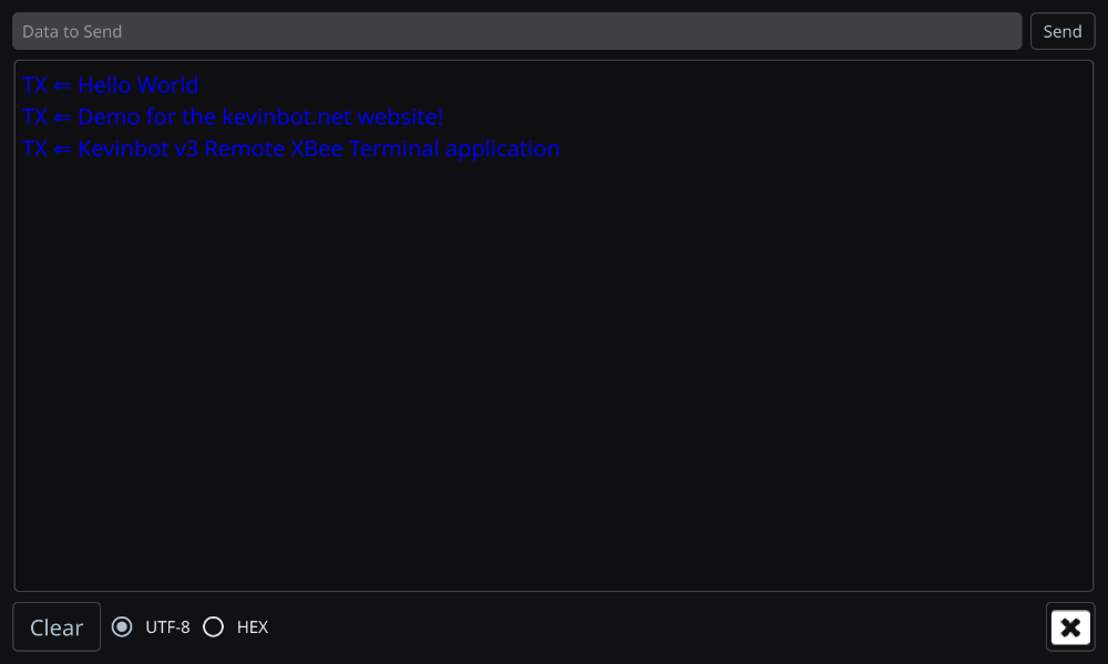 XBee terminal application for the Kevinbot v3 Remote, 1.0-b44